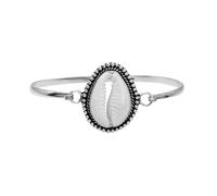 81stgeneration 925 Sterling Silver Bali Style Cowrie Shell Bangle With Granulation and Ropework - Nautical Natural Seashell Bracelet for Women - Boho Coastal Beach-Style Mermaid Jewellery