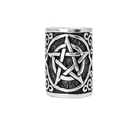 81stgeneration 925 Sterling Silver Celtic Pentagram Hair Tube Bead Unisex - Wiccan Star Braid and Beard Accessory - Pagan Symbol Cylinder Charm - Symbolic Dreadlock Accessories - Viking Hair Jewellery