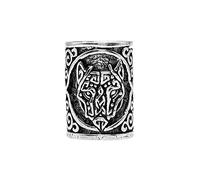 81stgeneration 925 Sterling Silver Fenrir Hair Bead - Viking Wolf Braid and Beard Tube - Gothic Norse Hair Jewellery - Odin Ancient Symbol Cylinder Necklace Charm - Pagan Dreadlock Beads