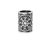 81stgeneration 925 Sterling Silver Helm of Awe Hair Bead Viking Style - Norse Aegishjalmr Braid and Beard Tube - Mythology-Inspired Ancient Symbol Cylinder Hair Charm - Pagan Dreadlock Beads