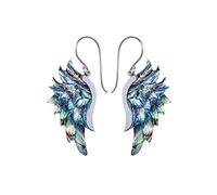 81stgeneration 925 Sterling Silver Large Carved Abalone Angel Wing Earrings - Handmade Eagle Bird Feather Dangle Earrings for Women - Boho Chic Statement Paua Shell Jewellery Gift - Festival Accessory