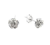81stgeneration 925 Sterling Silver Rose Stud Earrings for Women - 3D Small Flower Studs - Botanical Floral Design - Romantic Nature-Inspired Jewellery - Vintage-Style Fairytale Princess Accessory