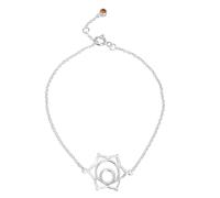 81stgeneration 925 Sterling Silver Sacral Chakra Thin Chain Bracelet for Women - Orange Cubic Zirconia Flower Mandala Charm - Energy Symbol Jewellery - Spiritual Yoga Gift - Dainty Minimalist Design