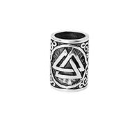 81stgeneration 925 Sterling Silver Valknut Hair Bead - Viking Braid and Beard Tube - Norse Hair Jewellery - Odin Ancient Symbol Cylinder Necklace Charm - Pagan Dreadlock Beads