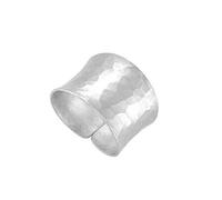 81stgeneration 999 Fine Silver Boho Ring With a Hammered Finish - Wrap Solid Silver Thumb Wide Chunky Rings - Adjustable Band for Women - Handmade Jewellery