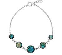 81stgeneration Abalone Shell Bracelet for Women in 925 Sterling Silver - Thin Chain Design - Boho Stacking Bracelet With Round Iridescent Seashells - Nautical Blue Mermaid Jewellery