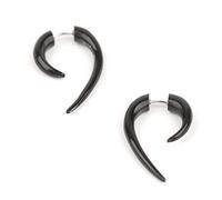81stgeneration Black Horn Spiral Fake Stretcher Earrings for Women - Simple Cheater Ear Tapers - Boho Talon Faux Stretchers for Men - Surfer Fake Expander Earrings - Gothic Punk Emo Jewellery