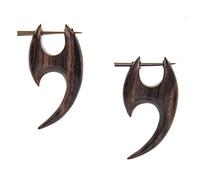 81stgeneration Brown Wood Tooth Gothic Earrings With Stick Posts - Wooden Earrings for Women - Boho Hippie Earrings - Goth Accessories - Tribal Earrings for Men - Hippie Goth Jewellery