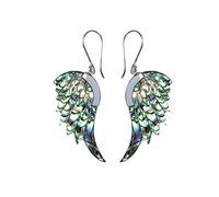 81stgeneration Carved Abalone Shell Angel Wing Earrings With 925 Sterling Silver - Large Handmade Eagle Bird Feather Dangle Earrings for Women - Boho Chic Statement Jewellery Gift - Festival Accessory