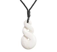 81stgeneration Hand-Carved Bone Double Twist Pikorua Pendant - Men's Surfer Accessories - Handmade Tribal Black Cord Necklace - Maori-Style Natural Jewellery - Ocean Gift for Women