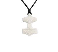 81stgeneration Hand Carved Bone Engraved Thor's Hammer Necklace for Men - Norse Mythology God Amulet Pendant - Spiritual Gifts for Women - Gothic Jewellery Viking Gifts - Mjolnir Men's Necklaces