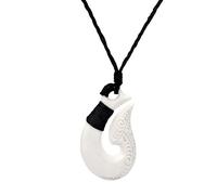 81stgeneration Hand-Carved Bone HEI Matau Pendant - Men's Surfer Accessory - Handmade Maori-Style Fish Hook Cord Necklace - Natural Tribal Jewellery for Women - Gift for Ocean Lovers