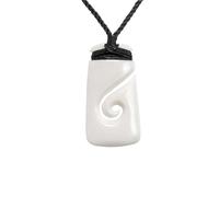 81stgeneration Hand-Carved Bone Rectangular HEI Matau Pendant - Maori-Style Toki with Koru Spiral Amulet - Men's Surfer Accessory - Handmade Tribal Fish-Hook Cord Necklace - Boho Jewellery for Women