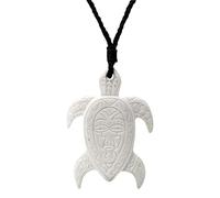 81stgeneration Hand-Carved Bone Turtle Pendant Engraved with Maori Mask - NZ-Style Honu Tribal Jewellery - Symbolic Handmade Bone Carving - Adjustable Cord Necklace - Marine-Life Surfer Accessory