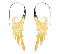 81stgeneration Hand-Carved Mother of Pearl Long Bird Wing Feather Dangle Earrings With 925 Sterling Silver Hooks - Extra Large Angel Wing Earrings - Unique Tribal Statement Jewellery for Women