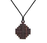 81stgeneration Hand-Carved Wooden Five-Fold Jerusalem Cross Pendant Necklace for Men and Women - Natural Wood Geometric Tribal Jewellery - Religious Christian Symbol - Medieval Symbol Cord Necklace
