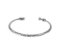 81stgeneration Hill Tribe Silver Engraved Torque Bangle With Rotating Beads and Tribal Pattern - 999 Solid Silver Round Tube Adjustable Bangle for Women - Handmade Fidget Bracelet - Boho Jewellery