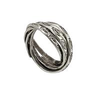 81stgeneration Hill Tribe Silver Fish Motif Russian Wedding Ring for Women - 925-999 Solid Silver Multi-Band Ring With Five Interlocking Bands - Coastal Artisan Jewellery - Handmade Ocean Gift