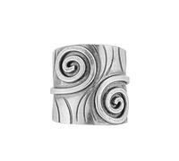 81stgeneration Hill Tribe Silver Spiral Applique Ring With Engraved Leaf Texture - Wide Adjustable Band in 999 Pure Silver - Artisan Tribal Statement Jewellery for Women - Unique Fern Frond Design