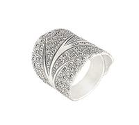 81stgeneration Hill Tribe Silver Tree Shaped Wrap Ring - Adjustable Wide Ring With Engraved Circle Pattern - Unique Nature-Inspired Statement Jewellery for Women - Artisan Handmade Boho Leaf Rings