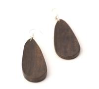 81stgeneration Large Wood Oval Teardrop Dangle Earrings for Women - Boho Wooden Pear-Shaped Earrings With 925 Silver Hooks - Geometric Mod Jewellery - Natural Tribal Accessory