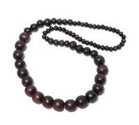 81stgeneration Long Wood Graduated Ball Bead Stretch Necklace - Chunky Beaded Strand Surfer Necklaces for Men and Women - Boho Earthy Natural Wooden Jewellery for Festival