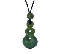 81stgeneration Nephrite Jade HEI Pikorua Pendant Necklace - Maori Double Twist Cord Necklace for Men - Handmade Greenstone Jewellery - Tribal Hand-Carved Design - Green Gemstone Statement Piece