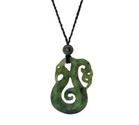 81stgeneration Nephrite Jade Koru Pendant Necklace - Maori Style Cord Necklace for Men - Ornate Natural Greenstone Spiral Amulet - Tribal Hand-Carved Design - Green Gemstone Statement Jewellery