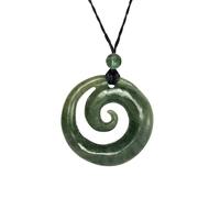 81stgeneration Nephrite Jade Koru Spiral Pendant Necklace - Maori Style Cord Necklace for Men - Women's Natural Greenstone Amulet - Tribal Hand-Carved Design - Green Gemstone Statement Jewellery
