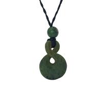 81stgeneration Nephrite Jade Pikorua Pendant Necklace - Maori Single Twist Cord Necklace for Men - Tribal Natural Greenstone Jewellery - Unique Hand-Carved Design - Green Gemstone Statement Piece