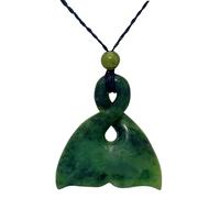 81stgeneration Nephrite Jade Single Twist Pikorua Whale Tail Pendant Necklace - Maori Cord Necklace for Men - Greenstone Jewellery for Women - Tribal Hand-Carved Green Gemstone Statement Piece