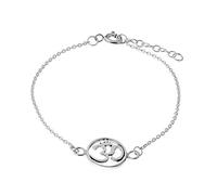 81stgeneration Ohm Symbol Thin Chain Bracelet for Women in Sterling Silver - Round Aum Charm on Cable Chain 7" - Hindu Symbol Jewellery in 925 Silver - Spiritual Meditation Gift for Ladies