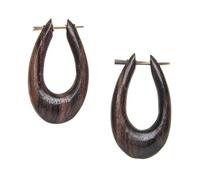 81stgeneration Pair of Wood Large Oval Stick Pin Hoop Earrings for Women 4cm - Handmade Organic Brown Wood Pear-Shaped Tapered Hoops - Earthy Tribal Festival Earrings - Natural Boho Beach Jewellery