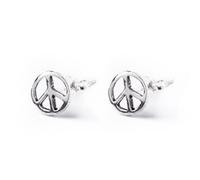 81stgeneration Small Round 925 Sterling Silver Studs - Peace Sign Stud Earrings for Women 7mm - 60s Accessories - Retro Jewellery - Big Sister Gifts - Men's Earrings