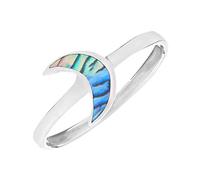 81stgeneration Sterling Silver Abalone Crescent Moon Ring for Women - 925 Silver Half-Moon Ring With Slim Band - Witchy Celestial Gemstone Jewellery - Cosmic Mystical Gift for Daughter