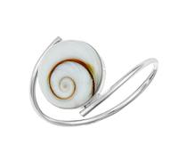 81stgeneration Sterling Silver Bypass Ring With Eye of Shiva - Natural Saint Lucia Stone Mediterranean Jewellery - Adjustable 925 Silver White Spiral Seashell Ring for Women - Beach-Style Rings