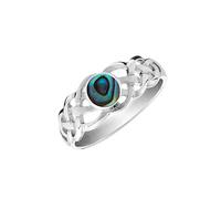 81stgeneration Sterling Silver Celtic Knot Abalone Shell Cabochon Ring for Women - 925 Silver Eternity Knot Band Ring - Irish Braided Band - Woven Knotwork Design - Symbolic Promise Rings