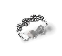 81stgeneration Sterling Silver Flower Toe Ring for Women - 90s-Style 925 Silver Daisy Chain Toe Rings - Adjustable Midi Finger Band Ring - Boho Foot Jewellery for Women - Nature-Inspired Pinky Rings