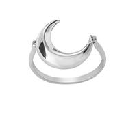 81stgeneration Sterling Silver Large Crescent Moon Ring for Women - 925 Silver Puffed Half-Moon Ring - Mystical Bohemian Celestial Jewellery - Wiccan Gothic Rings for Daughter