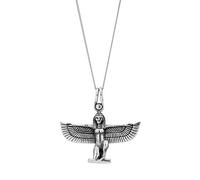 81stgeneration Sterling Silver Large Kneeling Winged Isis Necklace for Men and Women - 925 Silver Egyptian Goddess Pendant 18" Curb Chain - Ancient Symbol Necklace - Spiritual Jewellery for Protection