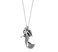 81stgeneration Sterling Silver Mermaid Necklace for Women - 925 Silver Sea Siren Pendant With Curb Chain - Beachy Boho Necklaces for Women - Ocean Fantasy Jewellery - Fairytale Gift