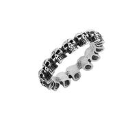 81stgeneration Sterling Silver Skull Ring for Women - Gothic Halloween Skeleton Ring in 925 Silver - Unisex Chunky Stacking Band With 3D Skulls - Vintage-Style Punk Jewellery - Biker Rings for Men