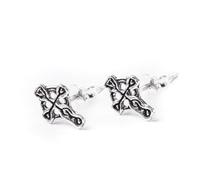 81stgeneration Sterling Silver Small Celtic Cross Stud Earrings for Women - 925 Silver Tiny Cross Studs - Traditional Irish Gothic Jewellery - Wiccan Symbol Spiritual Gift