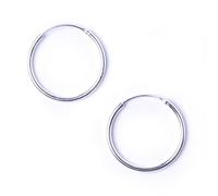 81stgeneration Sterling Silver Thin Tube Sleeper Hoop Earrings for Women 18mm - Simple Medium-Sized 925 Silver Hoops With Hinged Closure - Classic Essential Jewellery - Minimalist Lightweight Design