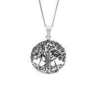 81stgeneration Sterling Silver Tree of Life Medallion Necklace for Men and Women - 925 Silver Pentacle Disc Pendant on 18" Curb Chain - Nature-Inspired Celtic Jewellery - Wiccan Pentagram Amulet