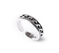 81stgeneration Sterling Silver Wave Pattern Toe Ring - 90s Style 925 Silver Midi Finger Band Ring - Boho Beach Foot Jewellery for Women - Fun Y2K Pinky Rings - Coastal Gift for Daughter