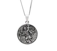 81stgeneration Unisex 925 Sterling Silver Traveller St. Christopher Pendant Necklace, 18"
