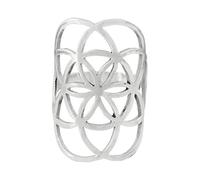 81stgeneration Wide Seed of Life Sterling Silver Ring - Ladies Rings - Cut Out Sacred Geometry Promise Rings - Half Finger Armour Shield Ring - Boho Teen Daughter Gift - Yoga Spiritual Gifts for Women