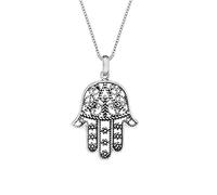 81stgeneration Women's 925 Sterling Silver Filigree Fatima Hamsa Hand Pendant Necklace, 18"