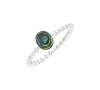 81stgeneration Women's 925 Sterling Silver Oval Abalone Shell Twisted Twist Band Stackable Ring